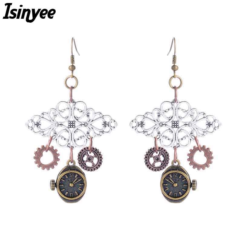 Vintage Clock Gears Tassel Earrings Steampunk Exaggerated Earring For Women Girls Steam Punk Jewelry Christmas Gift
