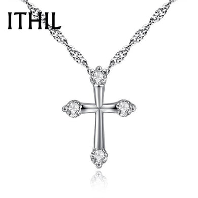 Silver/Rose Gold Color Crystal Cross Pendant Necklace For Women Cubic Zirconia Chain Necklaces Fashion Jewelry Gifts 2018