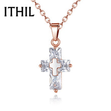 Load image into Gallery viewer, Silver/Rose Gold Color Crystal Cross Pendant Necklace For Women Cubic Zirconia Chain Necklaces Fashion Jewelry Gifts 2018