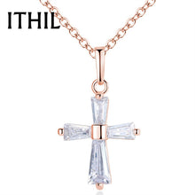 Load image into Gallery viewer, Silver/Rose Gold Color Crystal Cross Pendant Necklace For Women Cubic Zirconia Chain Necklaces Fashion Jewelry Gifts 2018