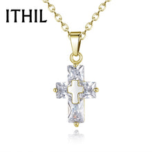 Load image into Gallery viewer, Silver/Rose Gold Color Crystal Cross Pendant Necklace For Women Cubic Zirconia Chain Necklaces Fashion Jewelry Gifts 2018
