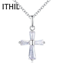 Load image into Gallery viewer, Silver/Rose Gold Color Crystal Cross Pendant Necklace For Women Cubic Zirconia Chain Necklaces Fashion Jewelry Gifts 2018