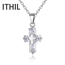 Load image into Gallery viewer, Silver/Rose Gold Color Crystal Cross Pendant Necklace For Women Cubic Zirconia Chain Necklaces Fashion Jewelry Gifts 2018