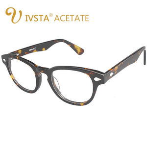 IVSTA 7029 Real Handmade Acetate Frames Johnny Depp Glasses Men Tortoise Demi  Brand Optical Frame Cat Eye Prescription acetato