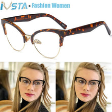 Load image into Gallery viewer, IVSTA Cat Eye Glasses Women Half Rim Lady Optical Frame TR90 Prescription for Sight Lady Vintage Glasses Computer 08764