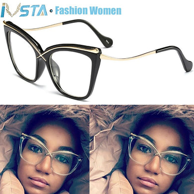 IVSTA Cat Eye Glasses Women Prescription Spectacle Frames Myopia Optical Frame Retro Butterfly Lady Pink Vintage Glasses