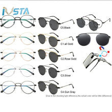 Load image into Gallery viewer, IVSTA Clip On Glasses Men Clip On Sunglasses Women Magnetic Sunglasses Myopia Round Metal Optical Glasses Frame Prescription