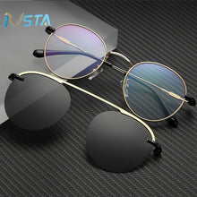 Load image into Gallery viewer, IVSTA Clip On Glasses Men Clip On Sunglasses Women Magnetic Sunglasses Myopia Round Metal Optical Glasses Frame Prescription
