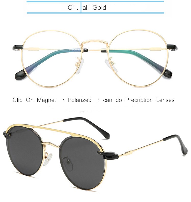 IVSTA Clip On Glasses Men Clip On Sunglasses Women Magnetic Sunglasses Myopia Round Metal Optical Glasses Frame Prescription