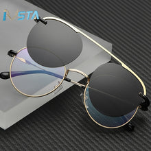 Load image into Gallery viewer, IVSTA Clip On Glasses Men Clip On Sunglasses Women Magnetic Sunglasses Myopia Round Metal Optical Glasses Frame Prescription