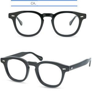 IVSTA Handmade Acetate Glasses Frame Men Round Myopia Eyeglasses Demi Spectacle Johnny Depp Glasses  Brand Designer Retro