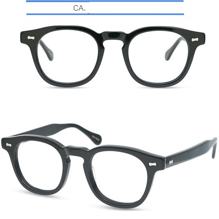 IVSTA Handmade Acetate Glasses Frame Men Round Myopia Eyeglasses Demi Spectacle Johnny Depp Glasses  Brand Designer Retro