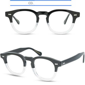 IVSTA Handmade Acetate Glasses Frame Men Round Myopia Eyeglasses Demi Spectacle Johnny Depp Glasses  Brand Designer Retro