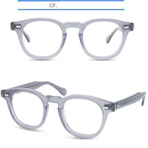 IVSTA Handmade Acetate Glasses Frame Men Round Myopia Eyeglasses Demi Spectacle Johnny Depp Glasses  Brand Designer Retro