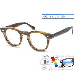 IVSTA Handmade Acetate Glasses Frame Men Round Myopia Eyeglasses Demi Spectacle Johnny Depp Glasses  Brand Designer Retro