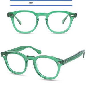 IVSTA Handmade Acetate Glasses Frame Men Round Myopia Eyeglasses Demi Spectacle Johnny Depp Glasses  Brand Designer Retro