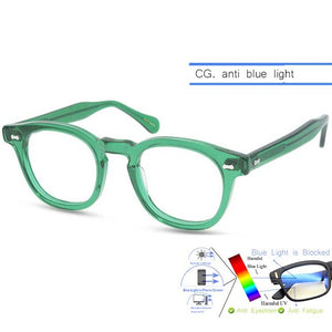 IVSTA Handmade Acetate Glasses Frame Men Round Myopia Eyeglasses Demi Spectacle Johnny Depp Glasses  Brand Designer Retro
