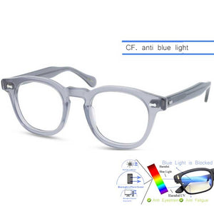 IVSTA Handmade Acetate Glasses Frame Men Round Myopia Eyeglasses Demi Spectacle Johnny Depp Glasses  Brand Designer Retro