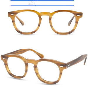 IVSTA Handmade Acetate Glasses Frame Men Round Myopia Eyeglasses Demi Spectacle Johnny Depp Glasses  Brand Designer Retro