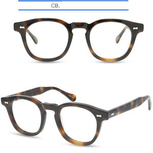 IVSTA Handmade Acetate Glasses Frame Men Round Myopia Eyeglasses Demi Spectacle Johnny Depp Glasses  Brand Designer Retro