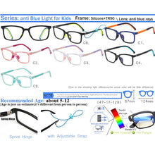 Load image into Gallery viewer, IVSTA Kids Glasses for Sight 5-12 Years with Strap Anti Blue Light Myopia Prescription Eyewear Computer Children Eyeglasses