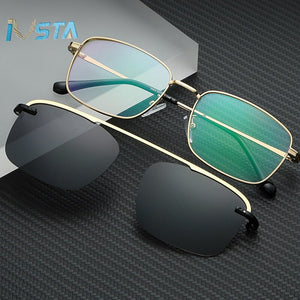 IVSTA Myopia Sunglasses Men Clip On Glasses Frame Clip On Polarized Women Magnetic Square Glasses Prescription Spectacle Frames