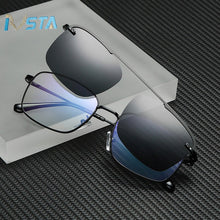 Load image into Gallery viewer, IVSTA Myopia Sunglasses Men Clip On Glasses Frame Clip On Polarized Women Magnetic Square Glasses Prescription Spectacle Frames