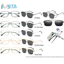 Load image into Gallery viewer, IVSTA Myopia Sunglasses Men Clip On Glasses Frame Clip On Polarized Women Magnetic Square Glasses Prescription Spectacle Frames