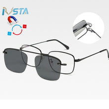 Load image into Gallery viewer, IVSTA Myopia Sunglasses Men Clip On Glasses Frame Clip On Polarized Women Magnetic Square Glasses Prescription Spectacle Frames