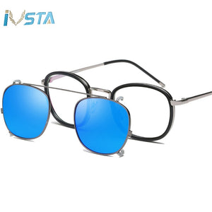 IVSTA Polarized Sunglasses Men Clip On Glasses Women Flip Up Removable Lens Sun Glasses for Sight Prescription Optical Frames