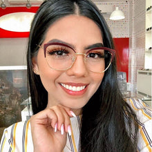 Load image into Gallery viewer, IVSTA Women Glasses Myopia Prescription Eyewear Retro for Sight  Brand Spectacle Frame Cat Eye Glasses Gold 06657