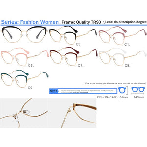 IVSTA Women Glasses Myopia Prescription Eyewear Retro for Sight  Brand Spectacle Frame Cat Eye Glasses Gold 06657