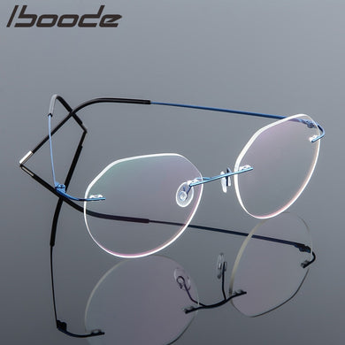 Iboode Ultralight Eyeglasses Frames Memory Titanium Rimless Reading Glasses Men & Women Presbyopic Eyeglasses Brand Design 2023