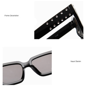 Imitation Rhinestone Square Sunglasses For Women Men Retro  Male Ladies Car Driving UV Protection Glasses Eyewear
