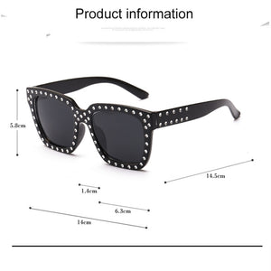 Imitation Rhinestone Square Sunglasses For Women Men Retro  Male Ladies Car Driving UV Protection Glasses Eyewear