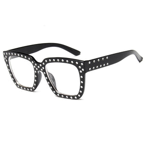 Imitation Rhinestone Square Sunglasses For Women Men Retro  Male Ladies Car Driving UV Protection Glasses Eyewear