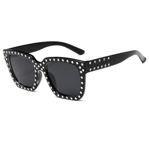 Imitation Rhinestone Square Sunglasses For Women Men Retro  Male Ladies Car Driving UV Protection Glasses Eyewear