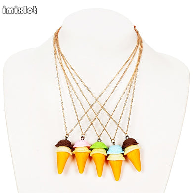 2017 Maxi Necklace Collier Collares Kids Jewelry Children Necklace Ice Cream Bead Chain Pendant Charm Gift For Girl