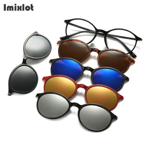 Imixlot 5 Lens Magnet Sunglasses Clip Mirrored Clip on Sunglasses Clip on Glasses Men Polarized Clip Custom Prescription Myopia