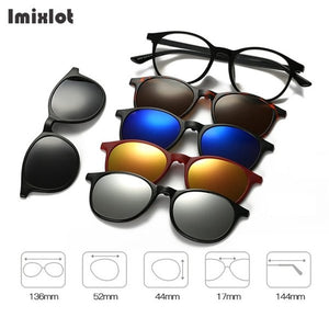 Imixlot 5 Lens Magnet Sunglasses Clip Mirrored Clip on Sunglasses Clip on Glasses Men Polarized Clip Custom Prescription Myopia