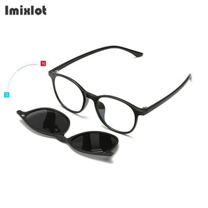 Imixlot 5 Lens Magnet Sunglasses Clip Mirrored Clip on Sunglasses Clip on Glasses Men Polarized Clip Custom Prescription Myopia