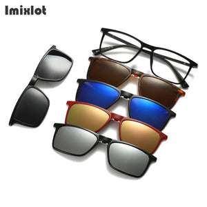Imixlot 5 Lens Magnet Sunglasses Clip Mirrored Clip on Sunglasses Clip on Glasses Men Polarized Clip Custom Prescription Myopia