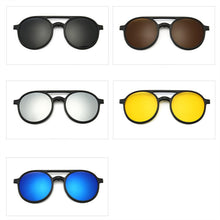 Load image into Gallery viewer, Imixlot 6 In 1 Retro Round Polarized Optical Frame Magnetic Clip on Sunglasses Unisex Ultra-Light Night Vision Glasses