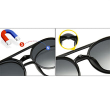 Load image into Gallery viewer, Imixlot 6 In 1 Retro Round Polarized Optical Frame Magnetic Clip on Sunglasses Unisex Ultra-Light Night Vision Glasses