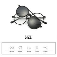 Load image into Gallery viewer, Imixlot 6 In 1 Retro Round Polarized Optical Frame Magnetic Clip on Sunglasses Unisex Ultra-Light Night Vision Glasses