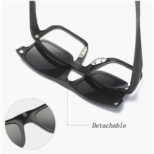 Imixlot 5pcs Polarized Magnetic Clip On Sunglasses with Spectacle Frame Women Male Driving Myopia Optical Glasses