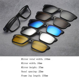 Imixlot 5pcs Polarized Magnetic Clip On Sunglasses with Spectacle Frame Women Male Driving Myopia Optical Glasses