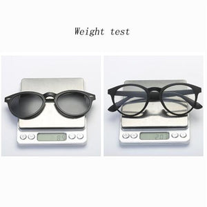 Imixlot Classic 5 in 1 Clip On Round Sunglasses Unisex Magnet Clear Lens Polarized Sun Glasses Set