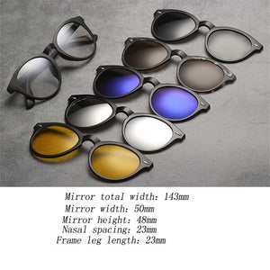 Imixlot Classic 5 in 1 Clip On Round Sunglasses Unisex Magnet Clear Lens Polarized Sun Glasses Set
