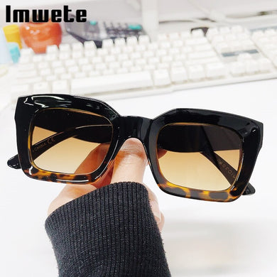 Imwete Brand Square Women Sunglasses Vintage Colored Eyewear Men Square Frame Black Goggles Gradient Eyewear Outdoors Shades